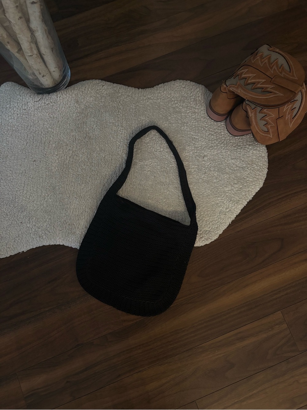🐚BLACK KNIT SHOULDER BAG